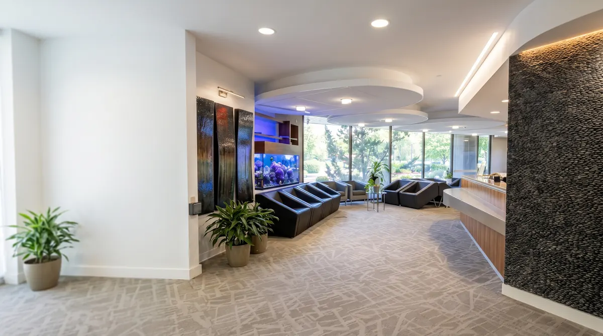 The lobby of Montgomery Medical Clinic in Gaithersburg